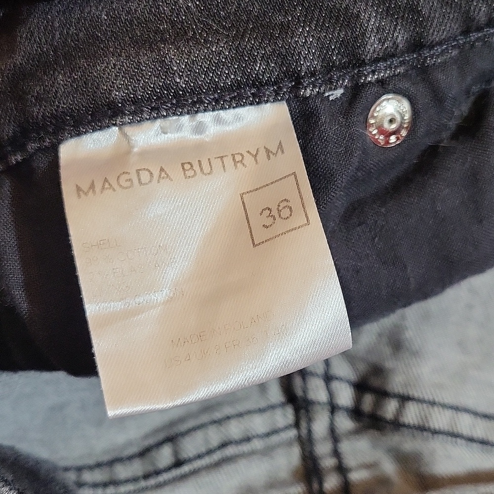 Magda Butrym Black Cotton Denim Jeans W Stirrups Size 2 Revolve - Picture 7 of 13